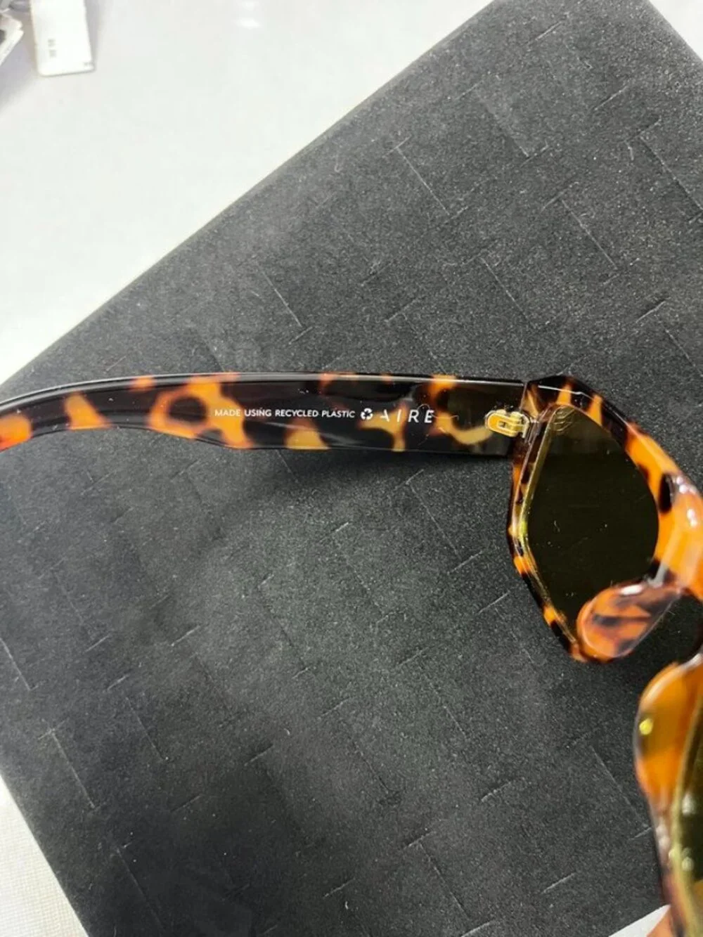 AIRE Pluto Rectangular Sunglasses Tortoise Green Lens Frame